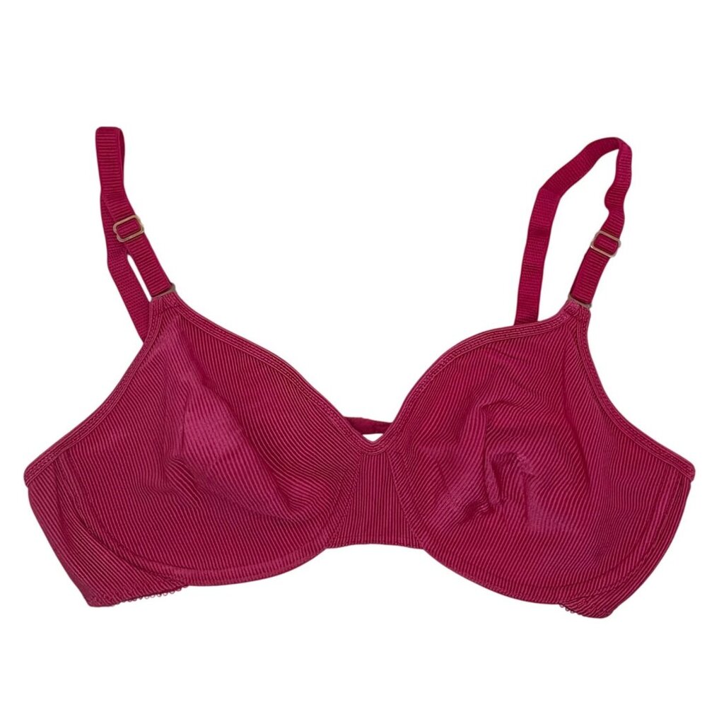 Warners Vintage Body Beware 36C Ribbed Red Underwire Bra #01554